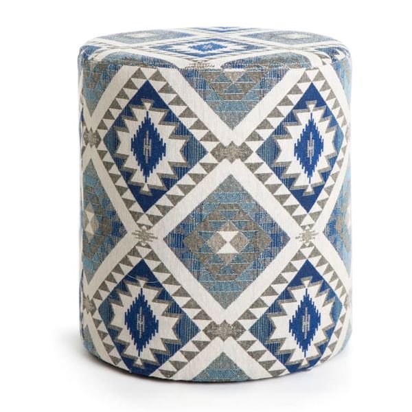 Hovedbilde Puff Sigurd m/kelimmønster blå ø:40 h45 cm