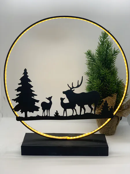 Hovedbilde Dekor reinsdyr bordlampe med led lys sort 35x3