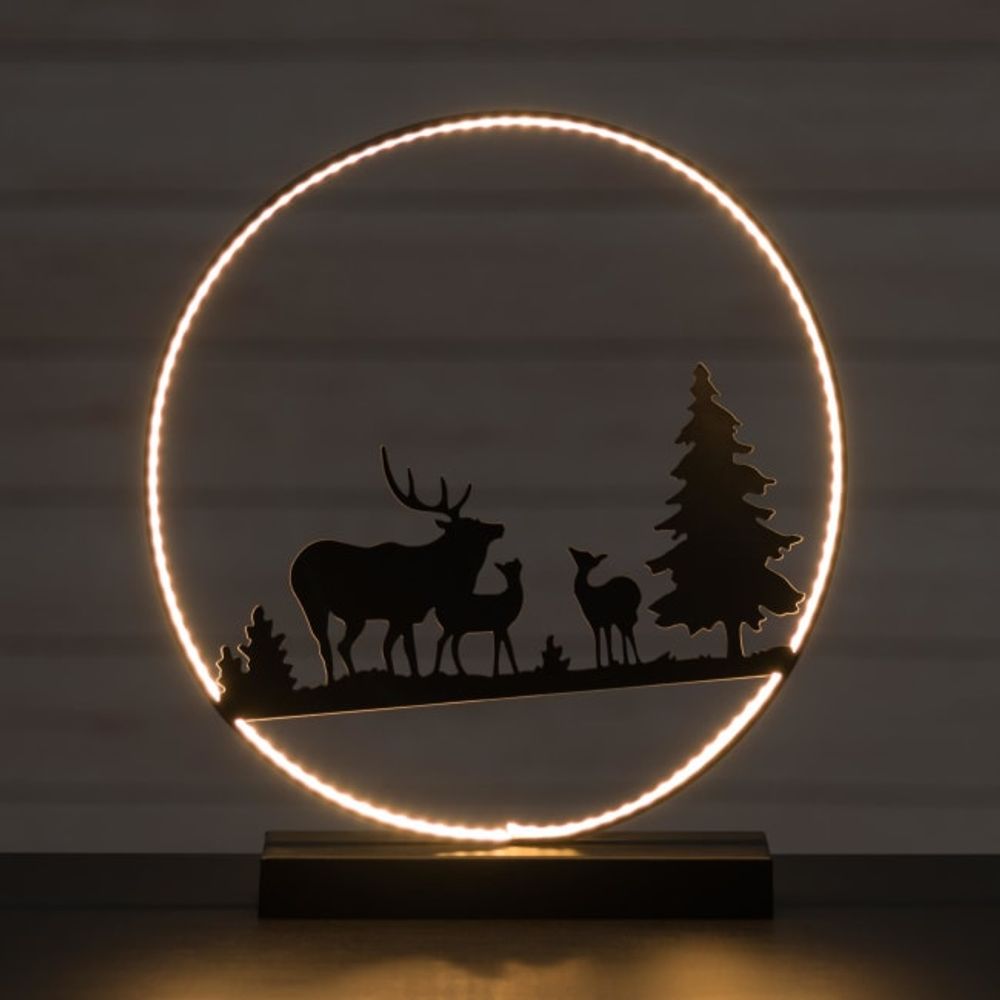 Dekor reinsdyr bordlampe med led lys sort 35x3