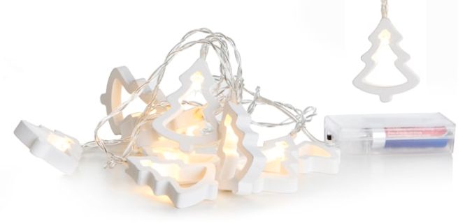 Hovedbilde Lyslenke hvite juletre 10 lys led batteri