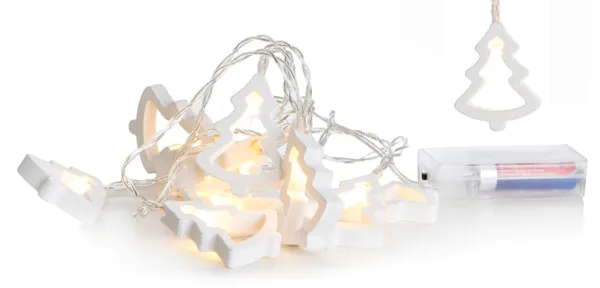Hovedbilde Lyslenke hvite juletre 10 lys led batteri