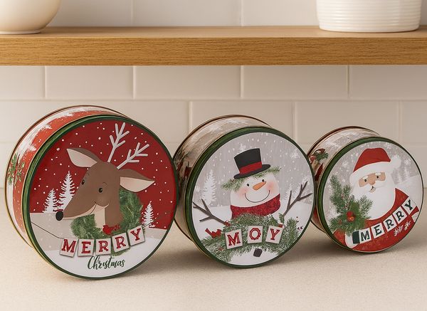 Hovedbilde Kakebokser Jul sett med 3 bokser