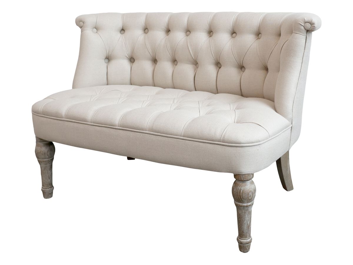 Fransk Sofa i linstoff 2. pers fra Chic Antique I fargen hvit
