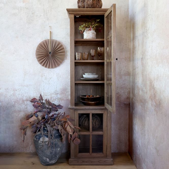 Hovedbilde Natur Marseille Vitrineskap med 2 dører og hyller fra Chic Antique