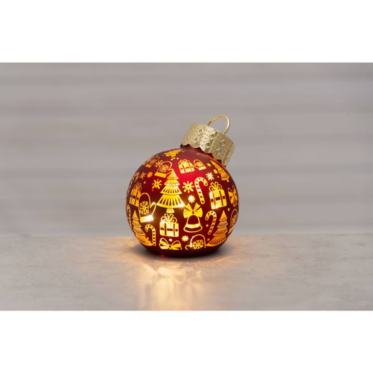 Julekule stående med LED lys 12 cm