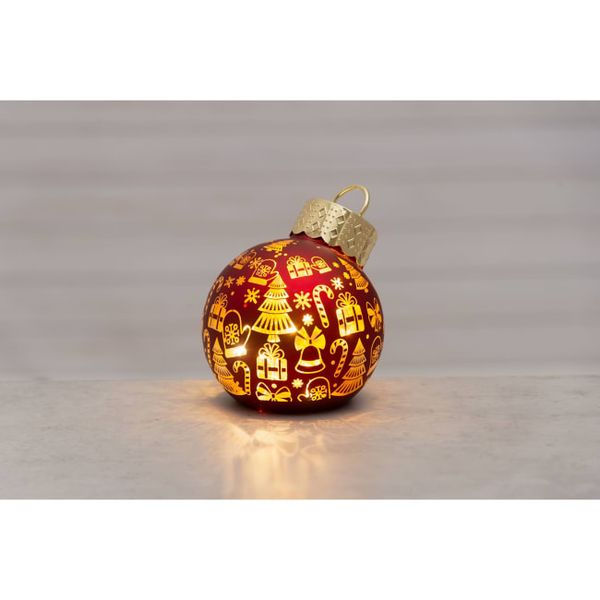 Hovedbilde Julekule stående med LED lys 12 cm