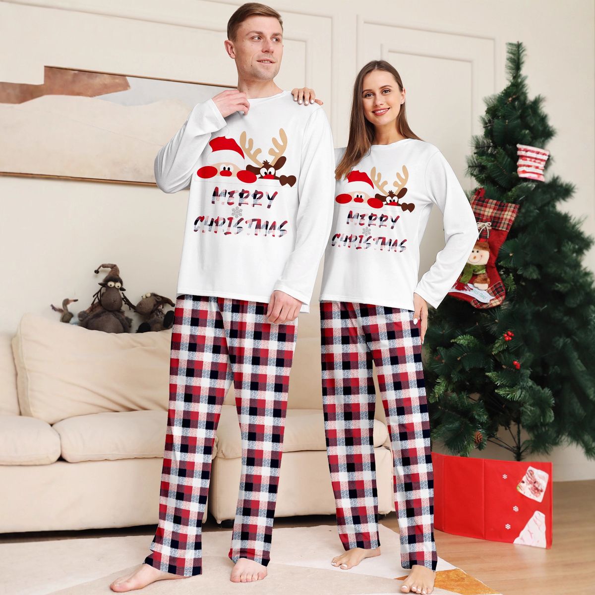 Julepyjamas Merry Christmas til dame - Match hele familien