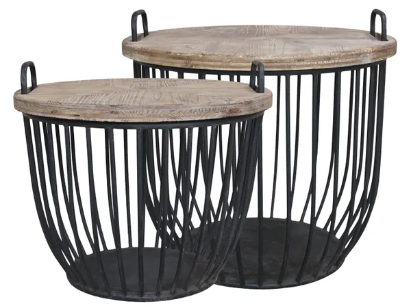 Hovedbilde Sofabord i sort med trelokk - Sett med 2 bord - Chic Antique