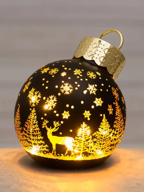 Hovedbilde Julekule stående med LED lys 12 cm -Sort