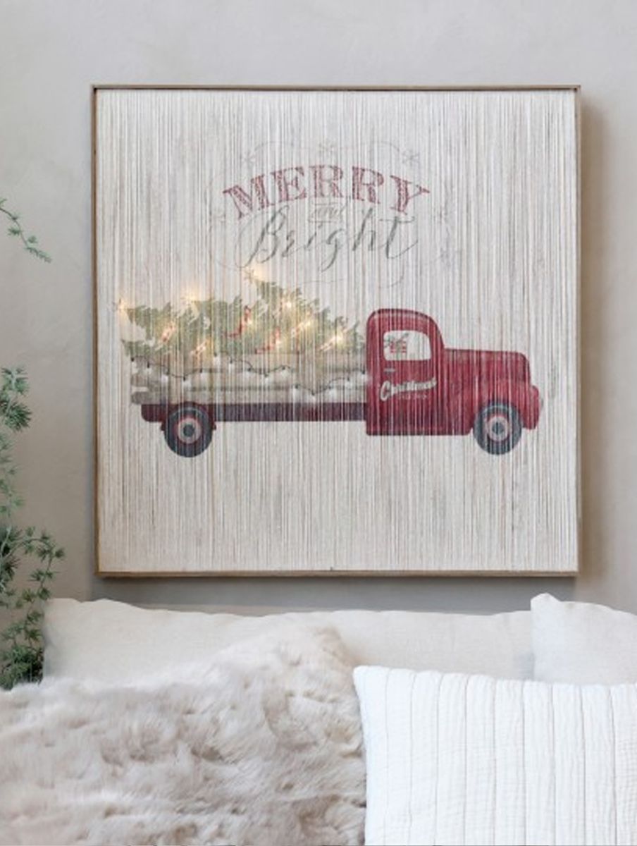 Stort bilde med julemotiv og ledlys fra Chic Antique