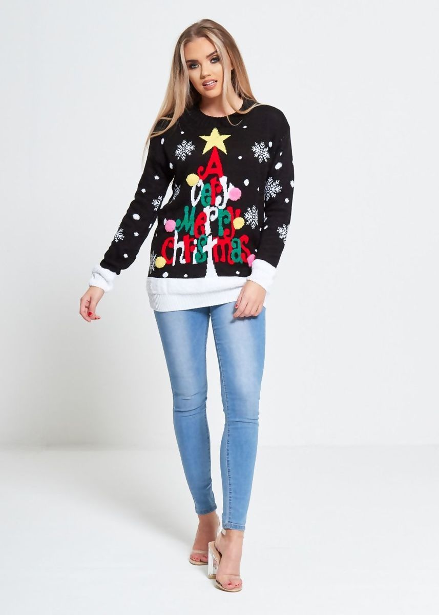 Sort Merry Christmas  julegenser til dame