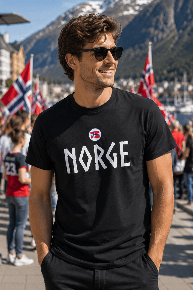 Norge t-shirt i sort Viking - Norsk supporter T-skjorte