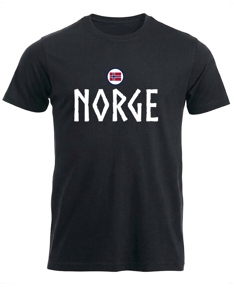 Norge t-shirt i sort Viking - Norsk supporter T-skjorte