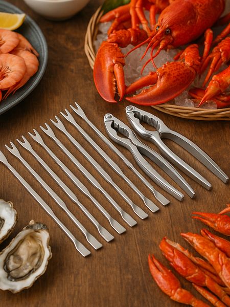 Hovedbilde Skalldyrsett i 10 deler - 8 gafler og 2 knekkere