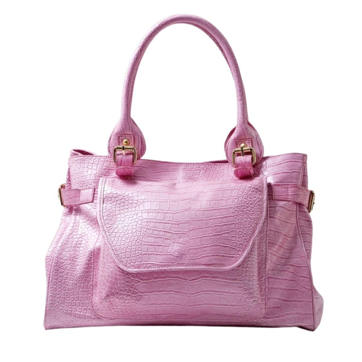 Stor veske i rosa i imitert croco skinn fra Lulu´s