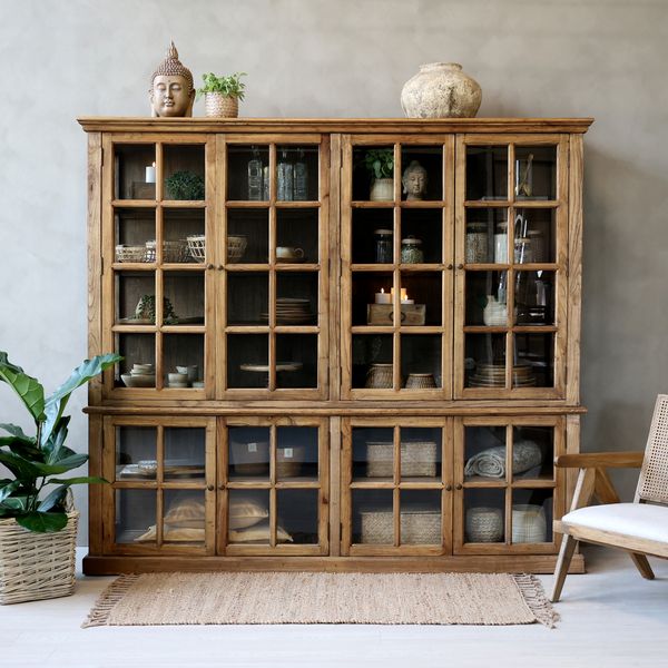 Hovedbilde Marseille Natur Vitrineskap med 8 dører og hyller - Chic Antique