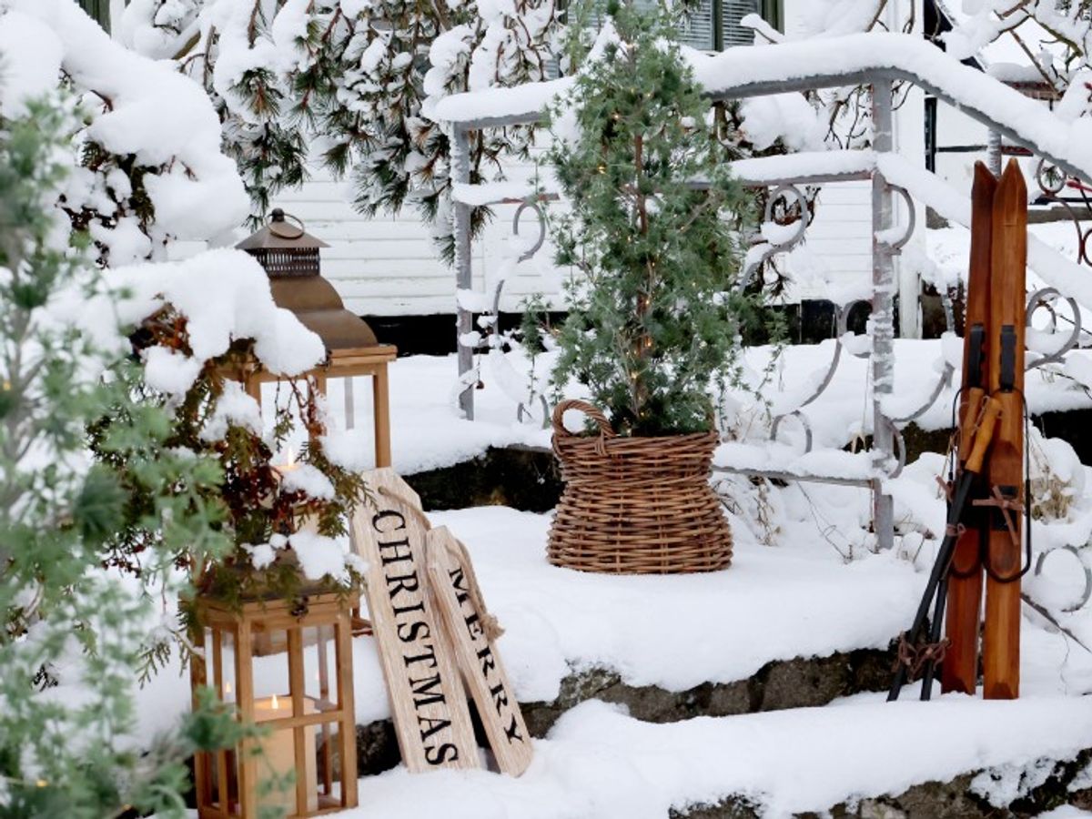 Vintage ski med staver til dekor fra Chic Antique