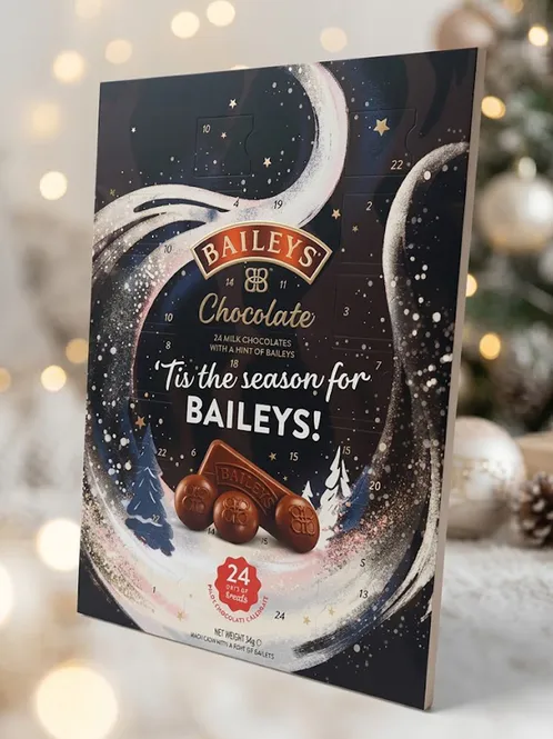 Hovedbilde Baileys sjokoladejulekalender 90 g og sitat hver dag