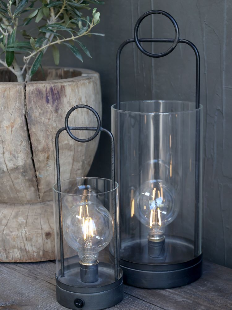 Liten lanterne med pære og timer fra Chic Antique