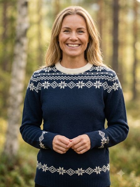 Hovedbilde Voss Unisex ullgenser i marine/offwhite