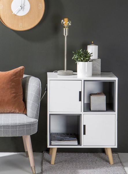 Hovedbilde Kommode med 2 skap og 2 rom 60x40x75 cm hvit