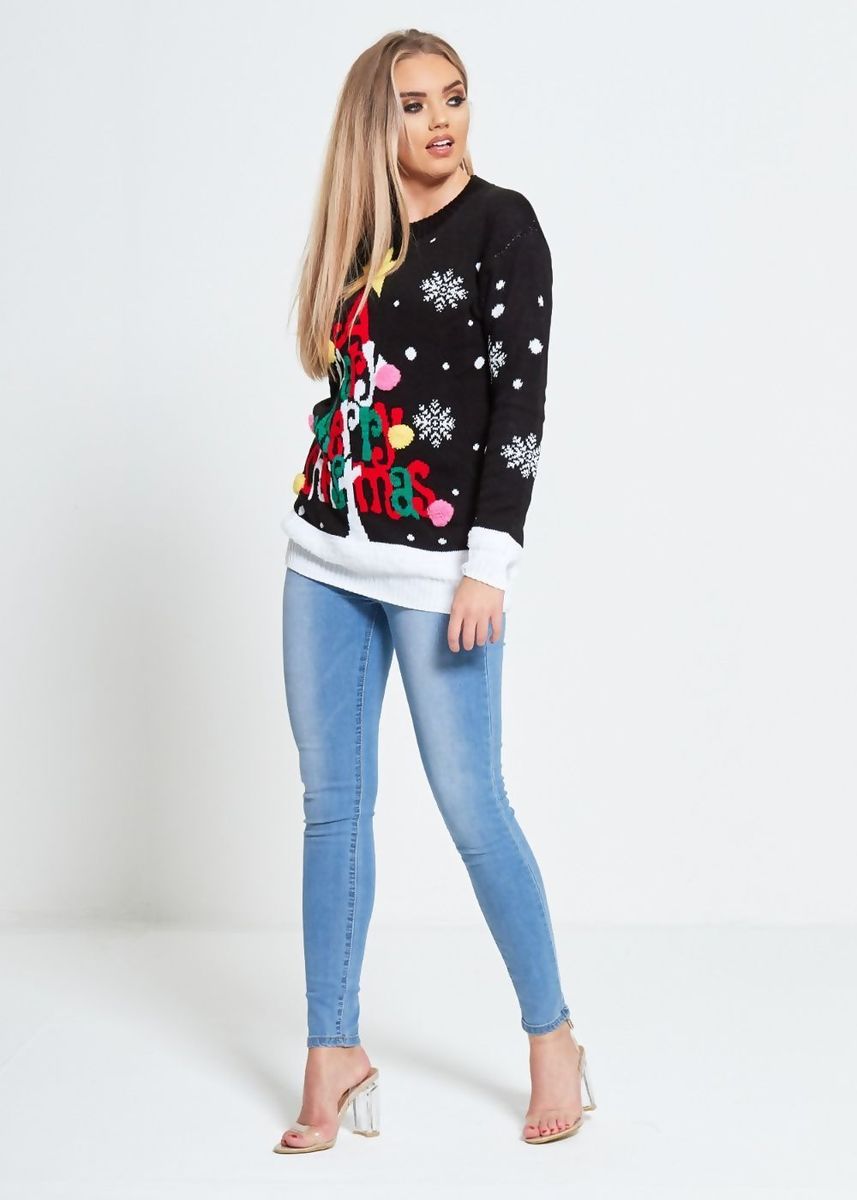 Sort Merry Christmas  julegenser til dame