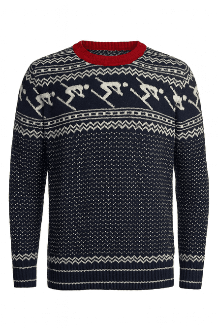 Hovedbilde Geilo unisex ullgenser i marine/offwhite/rød